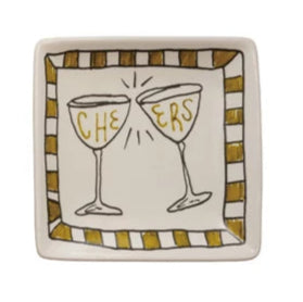 Stoneware Dish "Cheers” - Yellow