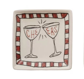 Stoneware Dish "Cheers” - Red