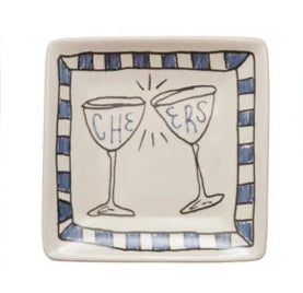 Stoneware Dish "Cheers” - Blue