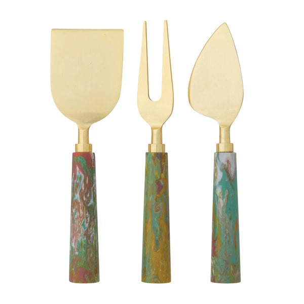 Cheese Knives w/ Marbled Resin Handles