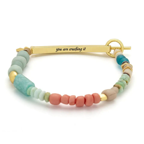 Hidden Message Bracelet - Crushing It - Amazonite/Gold