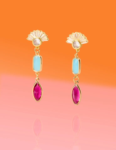Glam Color Block Dangle Earrings