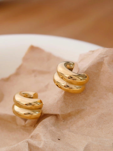 Yellow Gold Emma Double C-Hoop Earrings