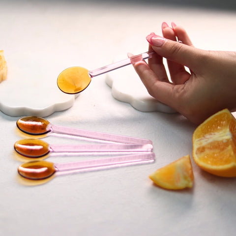 Glass Spoon - Amber / Pink