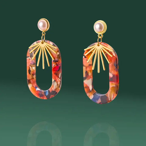 Falling in Love Resin Oval Hoop Earring