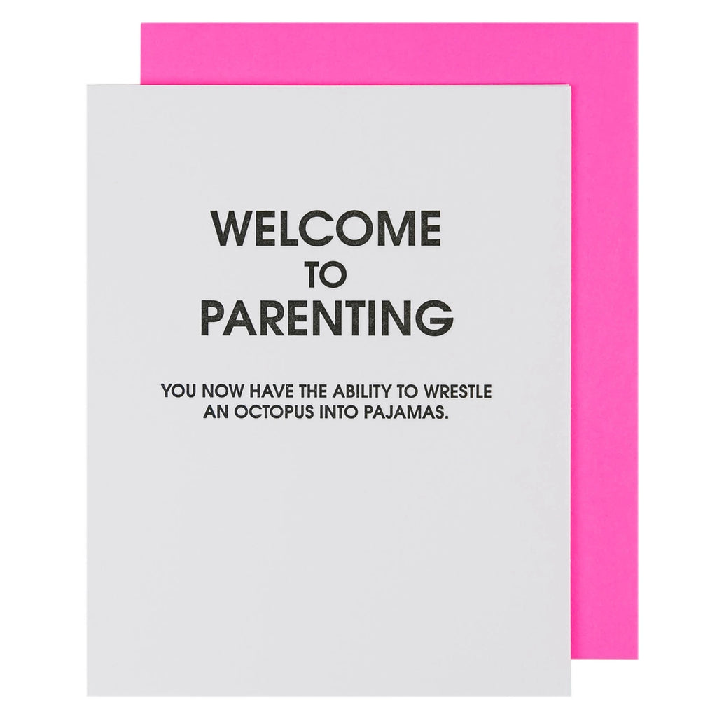 Welcome To Parenting Octopus Pajamas Letterpress Card