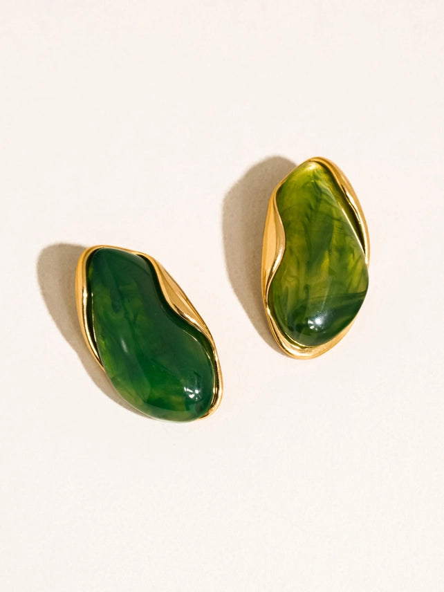 Maélie 18K Resin Drop Earrings - Green