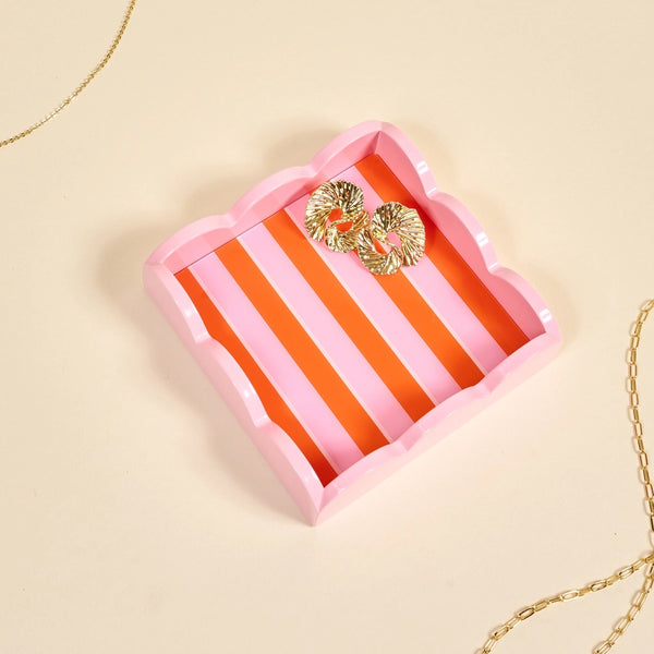 Scallop Trinket Tray – Sicily Stripes Pink