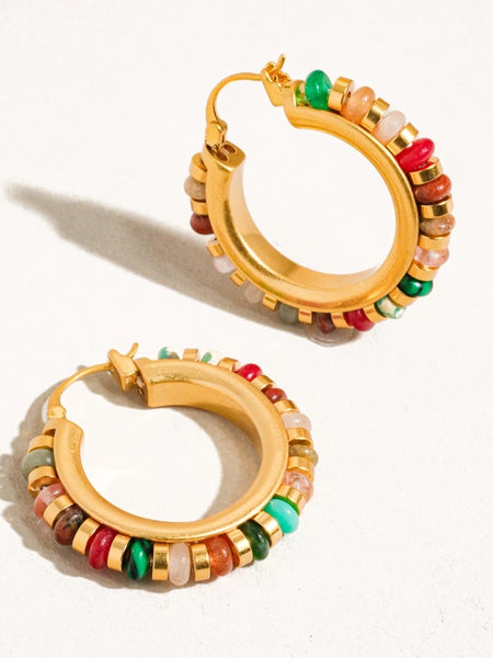 Capri 18K Beaded Hoop Earring