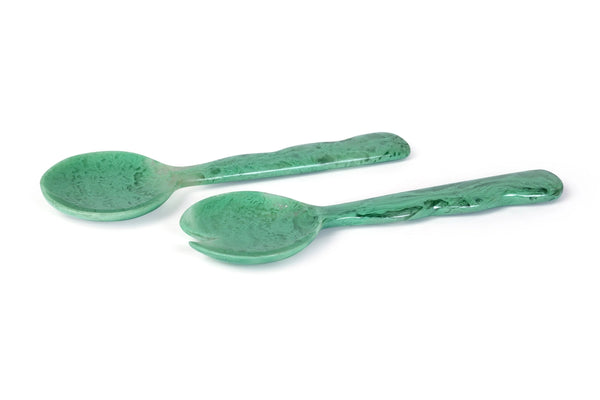 Resin Salad Server - Green Scalloped