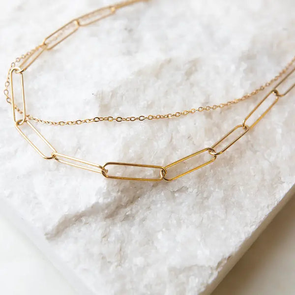 Gold Layered Paperclip Necklace