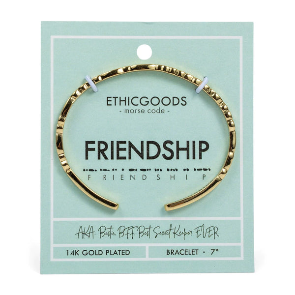 Gold Morse Code Cuff Bracelet - Friendship