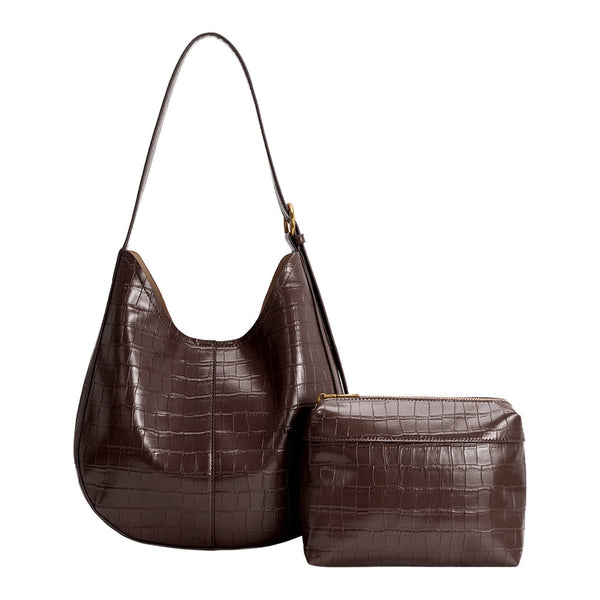 Stefanie Vegan Leather Shoulder Bag - Chocolate