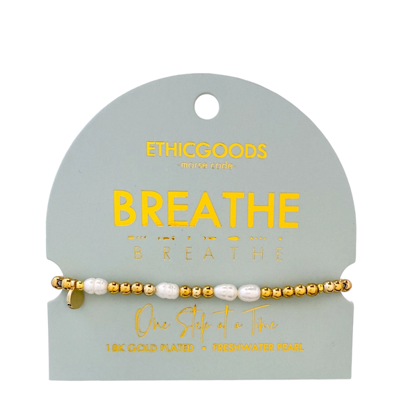 Pearl & Gold Morse Code Bracelet - Breathe