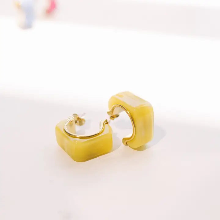 Color Coded Hoop Earrings - Yellow
