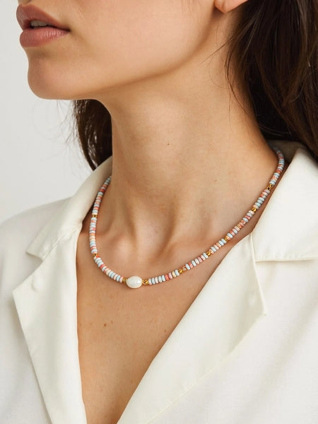 Swank Boho Beaded Pearl Necklace