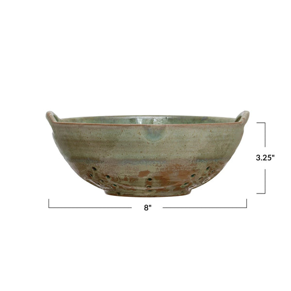 Stoneware Berry Bowl with Handles -  Aqua