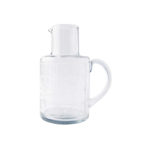 Blown Recycled Etched Glass Pitcher - 32oz