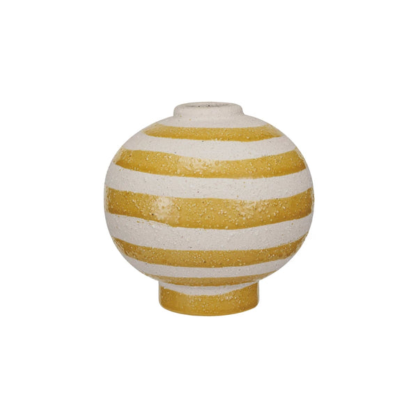 Coarse Stoneware Vase - Yellow Stripe