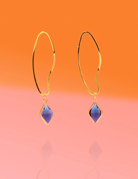 Abstract Dainty Hoops - Blue