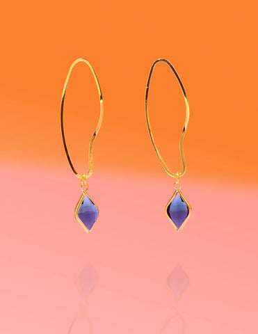 Abstract Dainty Hoops - Blue