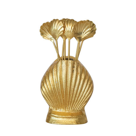 Stainless Steel Appetizer Picks in Shell Holder - Set of 9
