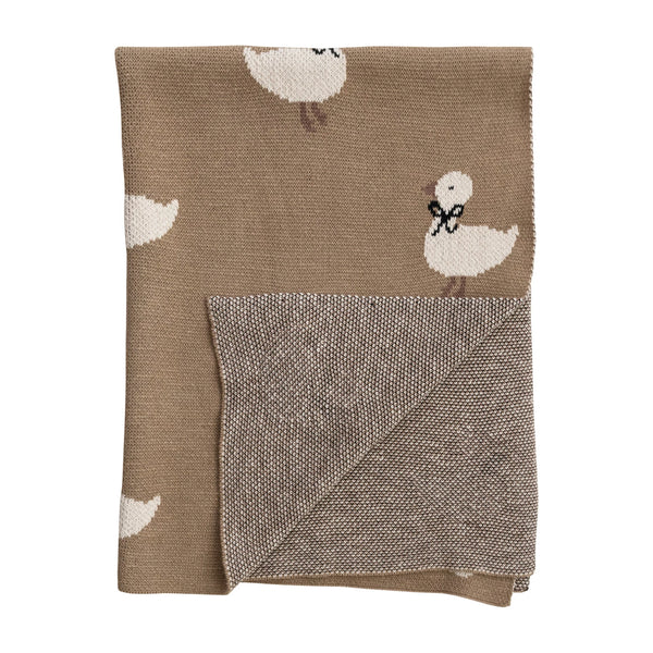 Knit Baby Blanket with Ducklings