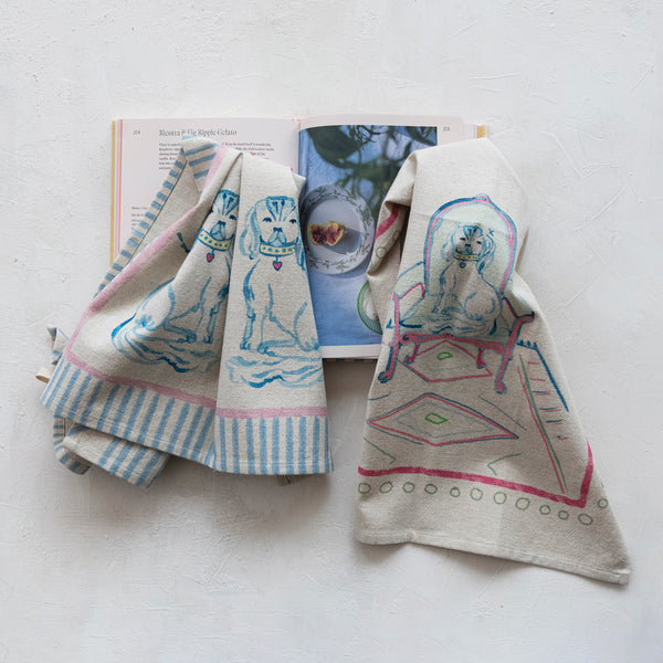 Cotton & Linen Tea Towel - Staffordshire Dogs