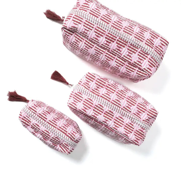 Medium Makeup Bag - Striped Circles