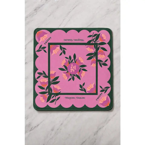 Mahjong Mat - Floral Pink