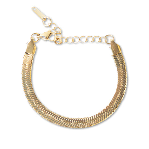 Wide Herringbone Gold Chain Bracelet (Copy)