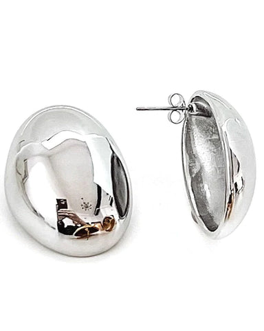 Estafane Oval Statement Stud Earring - Silver