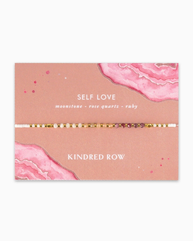 Self Love Healing Gemstone Stacking Bracelet - Moonstone | Rose Quartz | Ruby