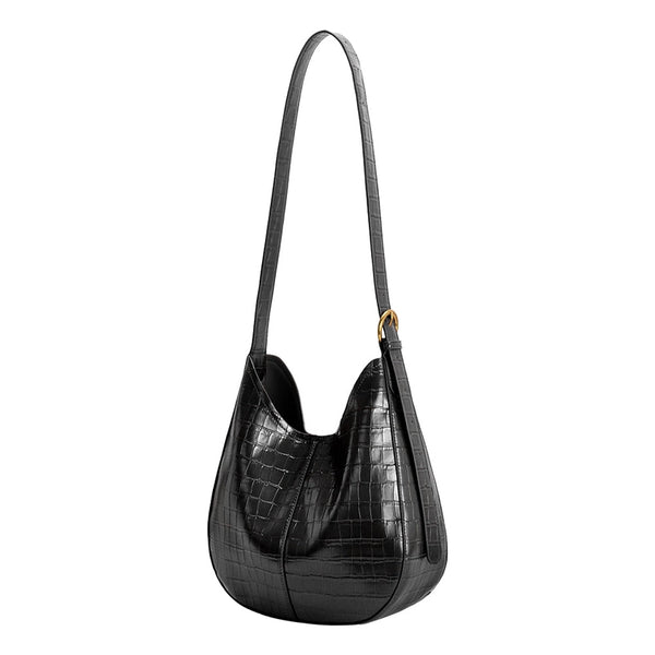 Stefanie Vegan Leather Shoulder Bag - Black