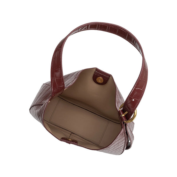 Stefanie Vegan Leather Shoulder Bag - Burgundy