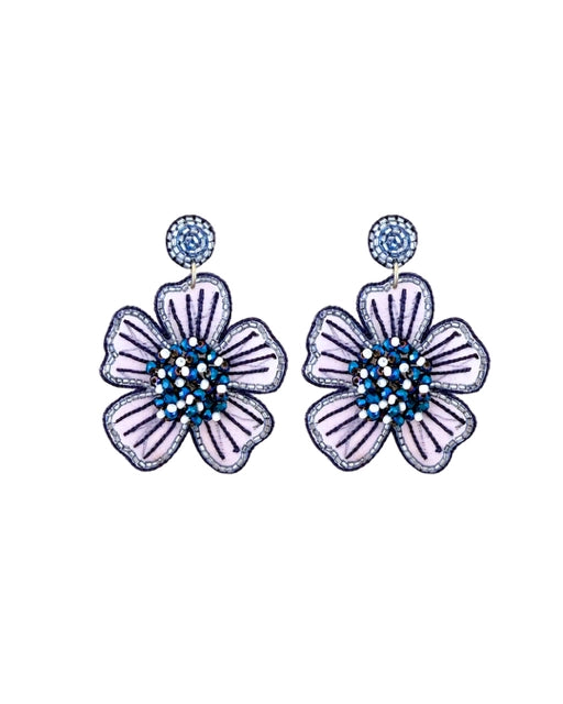 Spring Bloom Earrings - Navy