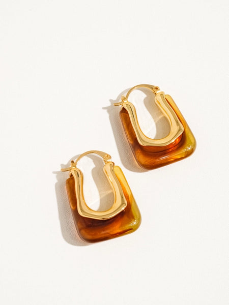 Talia U-Shaped Boho Hoop Earring - Red