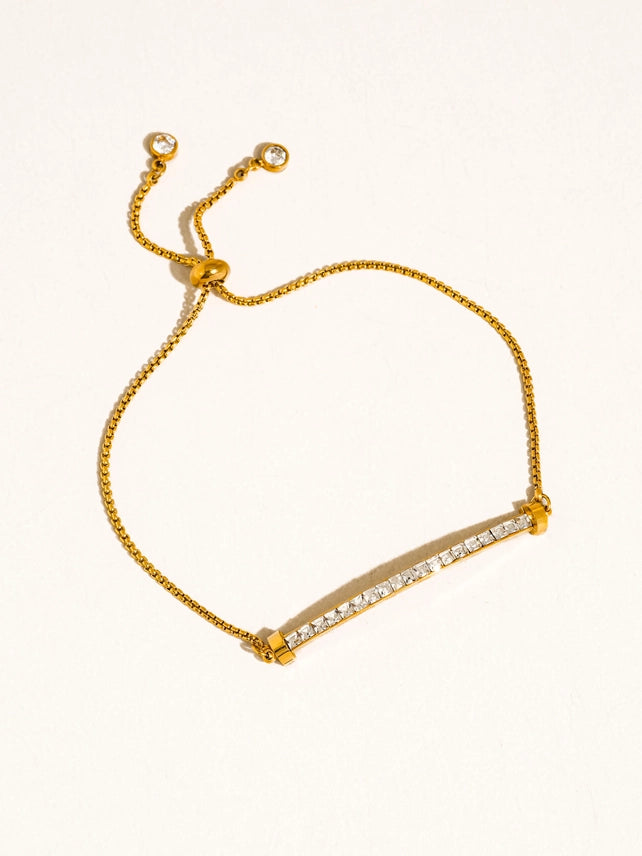 Montessa 18K Cz Adjustable Bar Bracelet