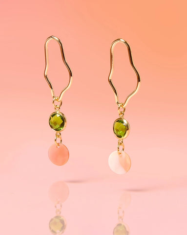 Pearl Shell Abstract Dangle Post Earrings
