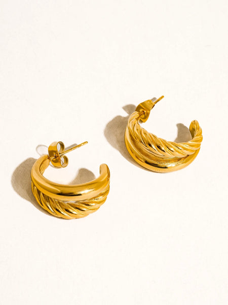 Ghislaine 18K Braided Double Hoop Earring