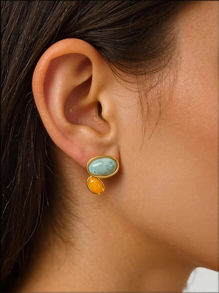 Ámbar 18K Vintage Natural Stone Earrings