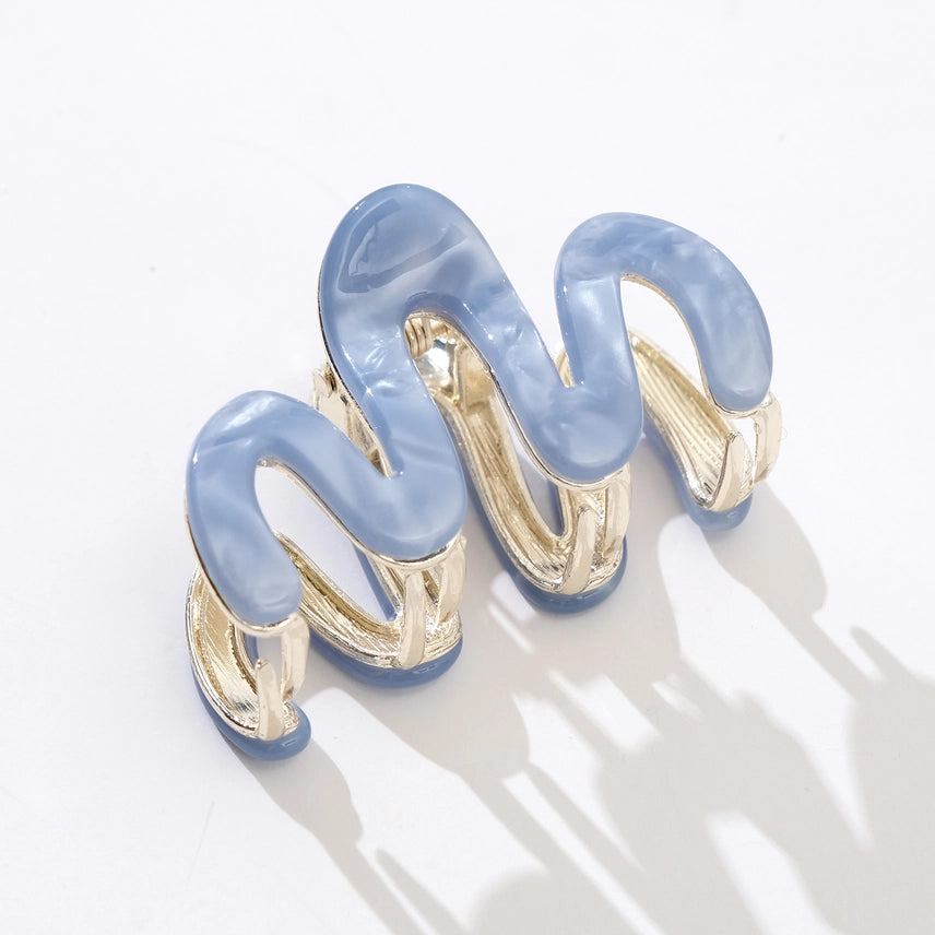 Willow Mini Squiggle Metal Clip - Saltwater Blue