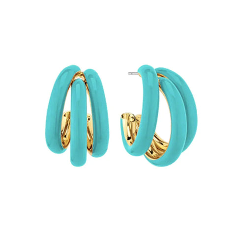 Petite Tri-Hoop Earrings - Turquoise
