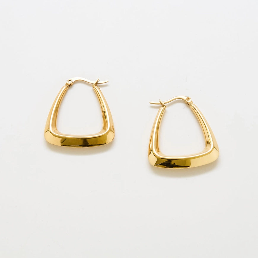 Medium Gold Triangle Hoop Earrings