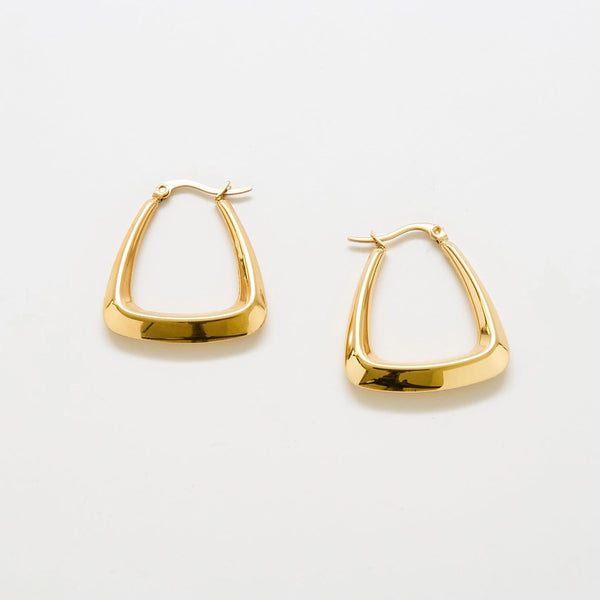Medium Gold Triangle Hoop Earrings