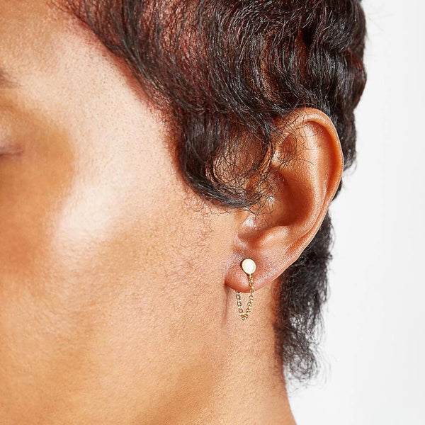 Opal Chain Huggie Earrings