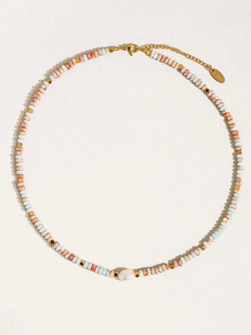 Swank Boho Beaded Pearl Necklace