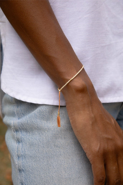 Sintha Silk Bead Bracelet - Eggshell
