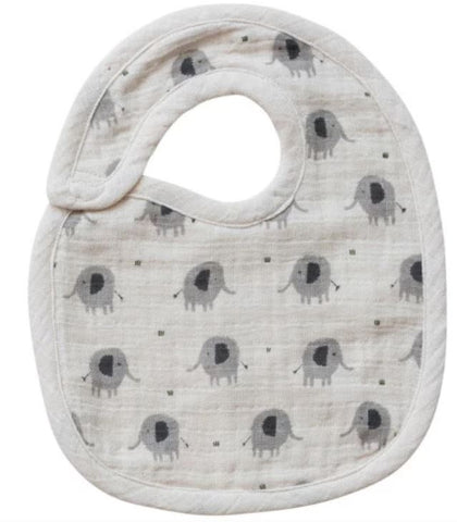 Cotton Double Cloth Baby Bib - Elephants