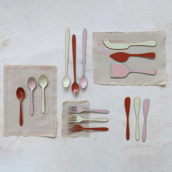 Enameled Stainless Steel Cheese Knives - Set of 3